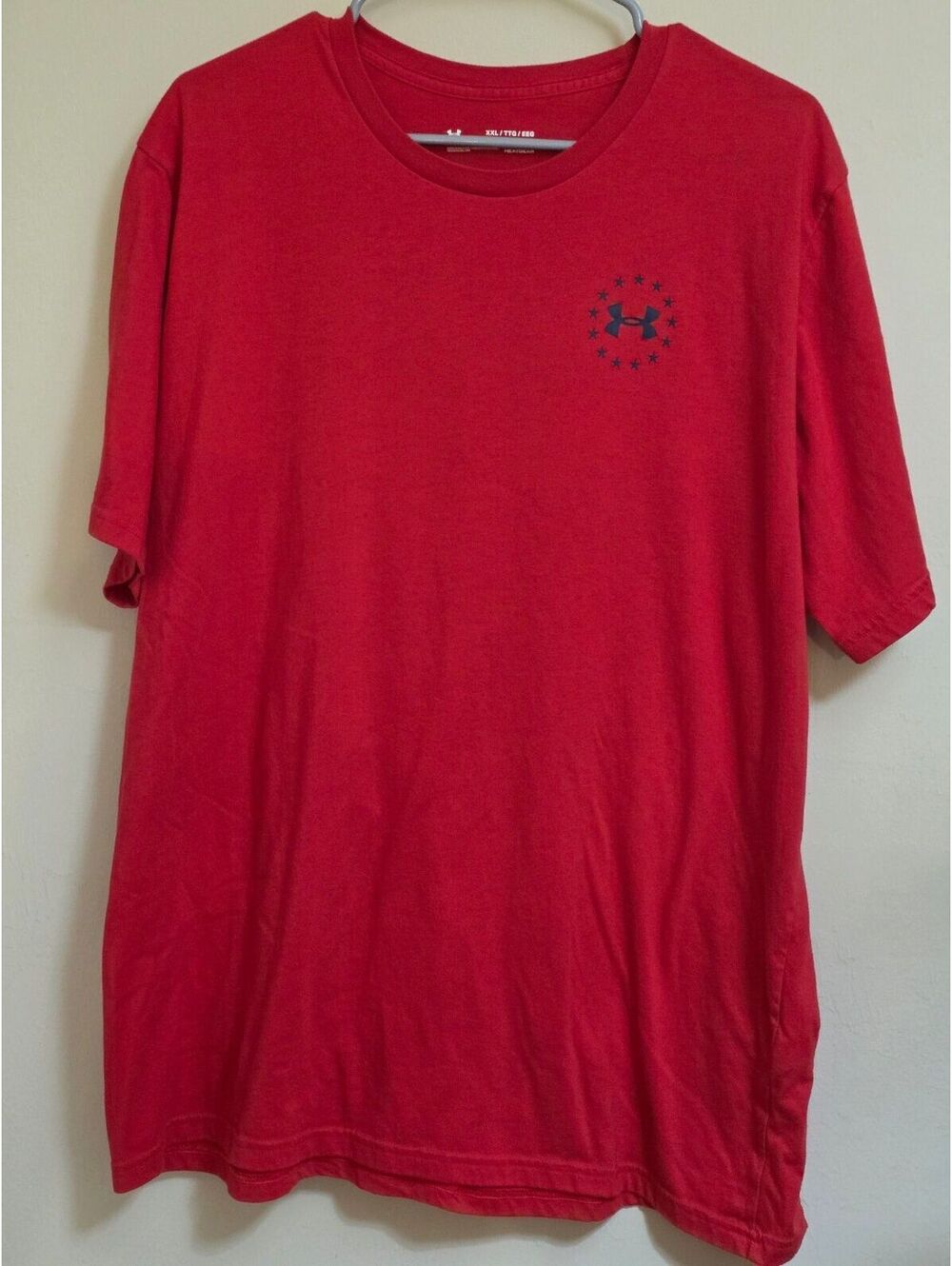 Under Armour Men's XXL Red HeatGear Loose Fit T-Shirt with Freedom Flag Print